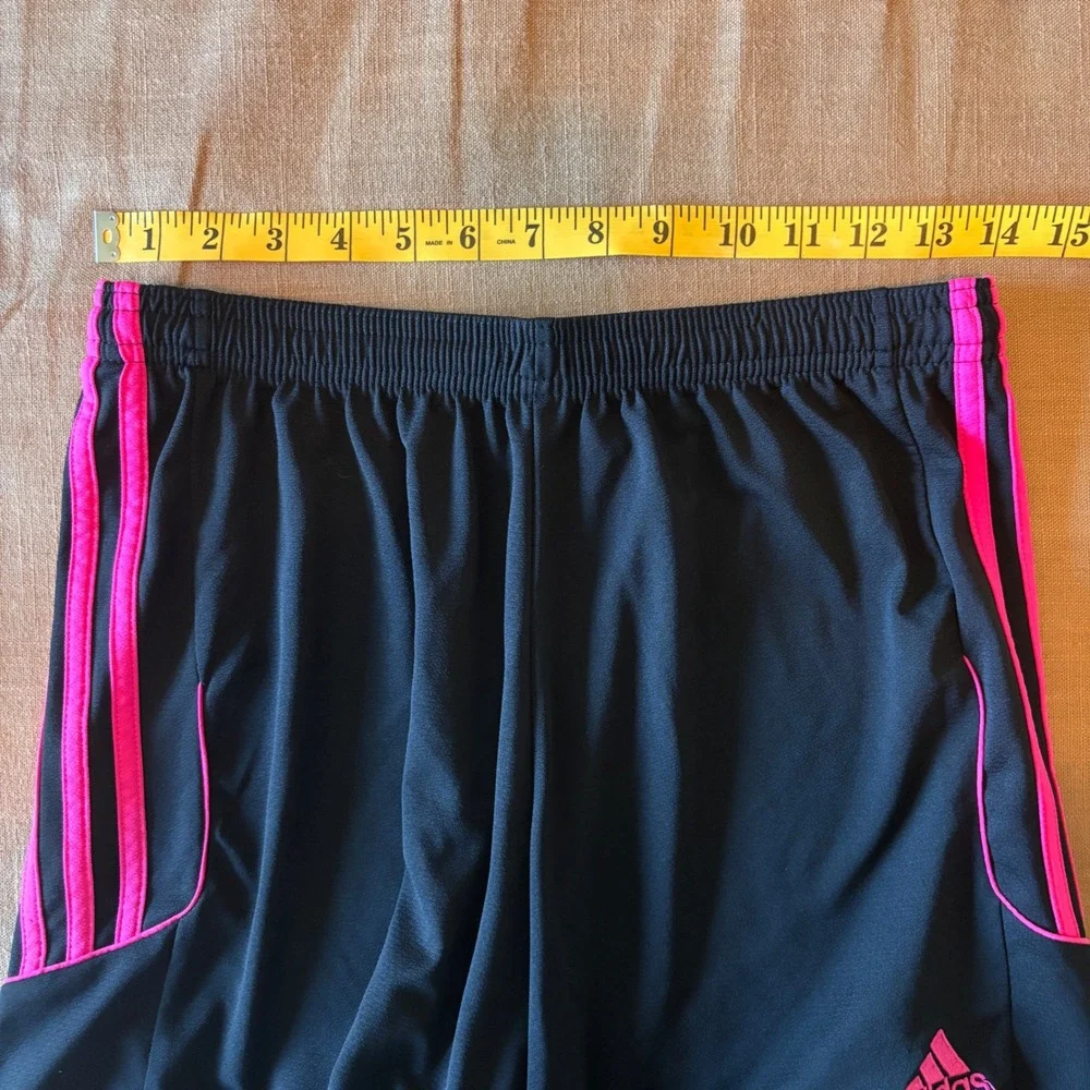 Adidas Climalite Shorts Womens Medium Black Pink 3-Stripe Y2K Athletic Gym